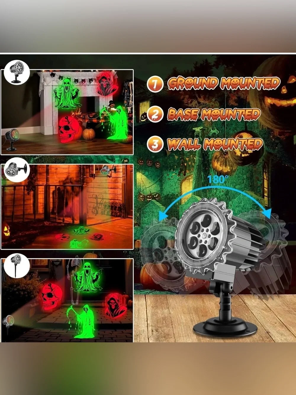 Halloween Haunted House Outddor Indoor Projector Light - Red & Green